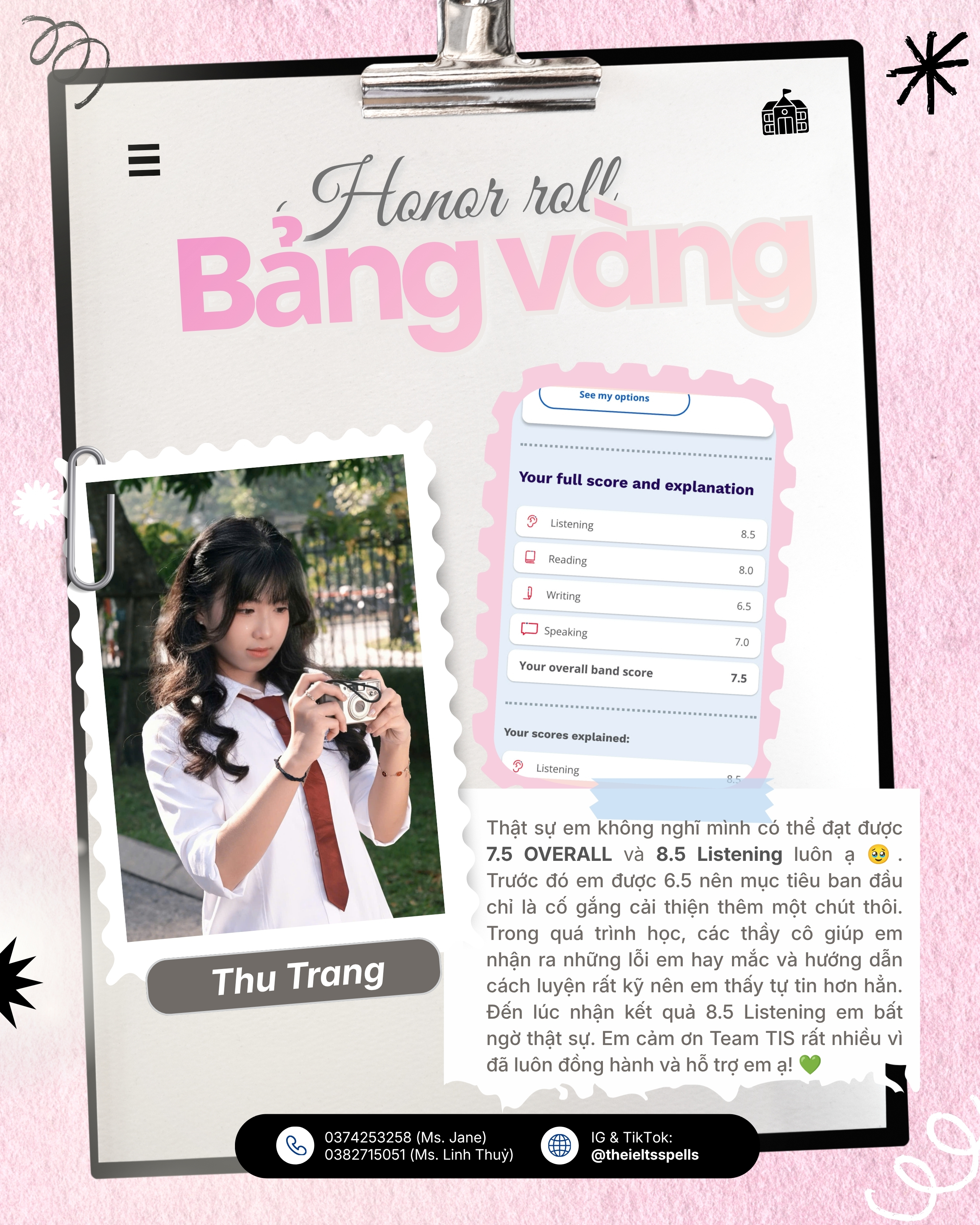 Bảng vàng vinh danh Thu Trang